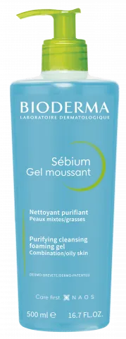 BIODERMA produkta foto, Sebium Gel moussant F500ml, putojošs attīrošs gels taukainai ādai